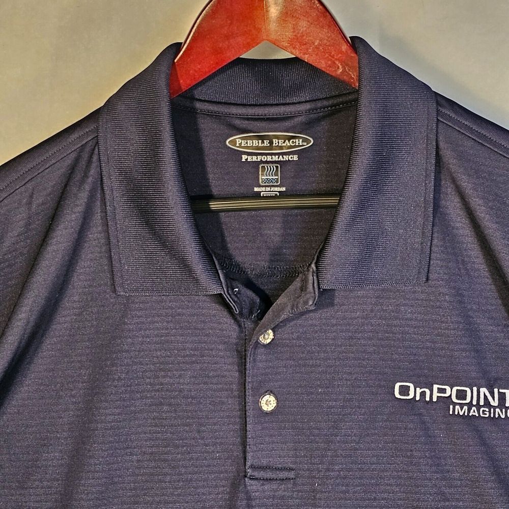 Pebble Beach Performance Mens Polo Shirt Short‎ Sleeve Collared Button Blue XXL